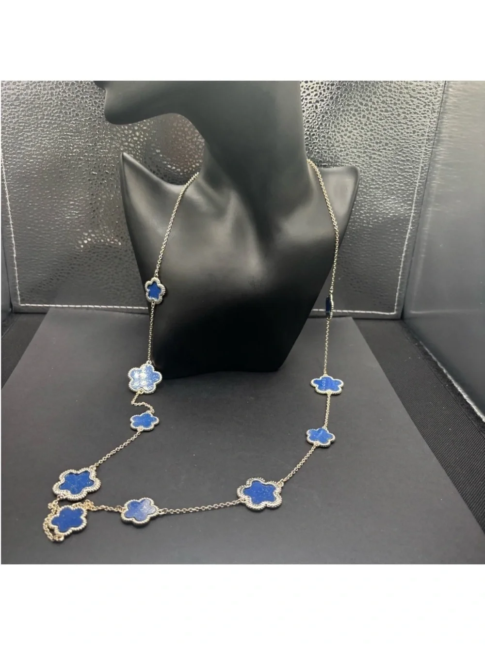 Elegant Blue Clover Station Necklace - Women Jewelry